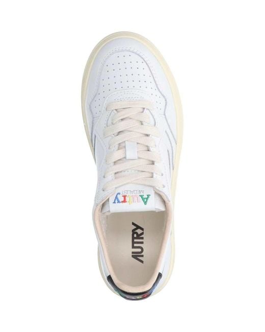 Autry White Medalist Low Bg02 Leather/Leather/Logo