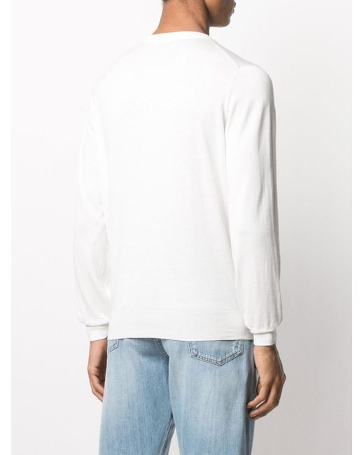 Brunello Cucinelli White Sweatshirt With Ribbed Edge for men