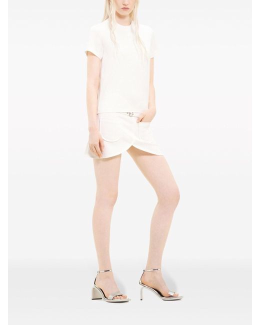 Courreges White Denim Miniskirt With Ellipse Buckle