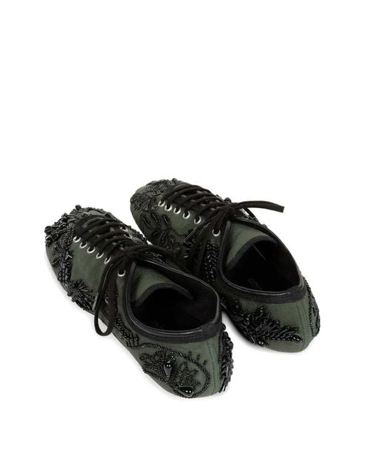 Dries Van Noten Black Embroidered Sneakers