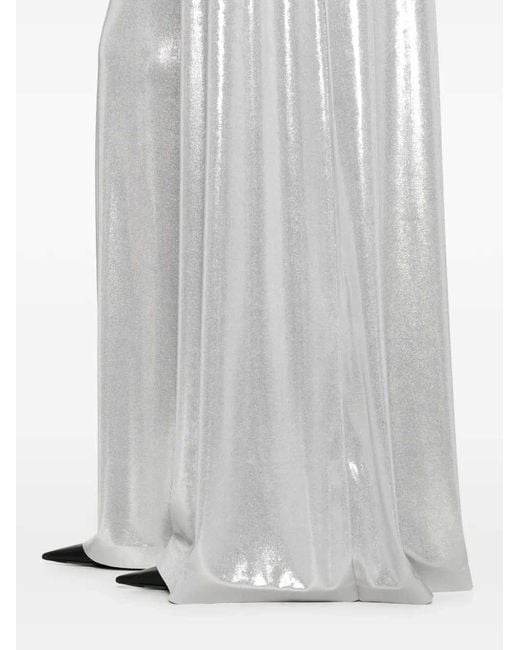 Norma Kamali White Bias Wide Leg Trousers