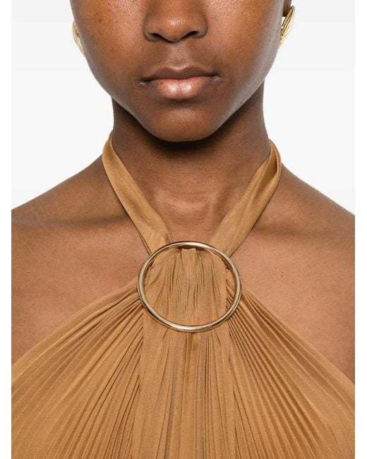 Max Mara Brown Mxevalzer Ring-Pleated Top