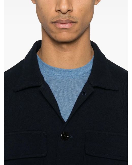 Giacca-Camicia Di Cotone di Lardini in Blue da Uomo