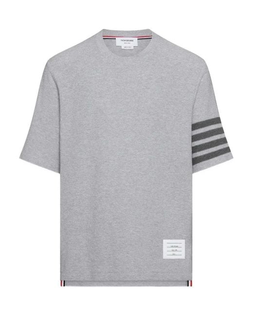 Thom Browne Gray T-Shirt With 4-Stripe Detail for men