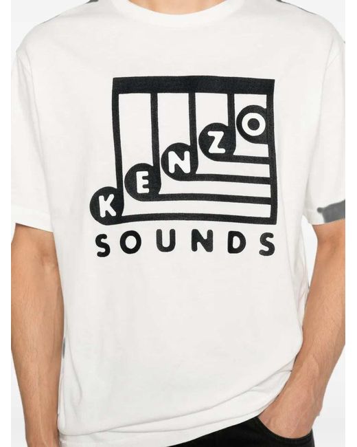 KENZO White Sounds T-Shirt With Embroidery for men