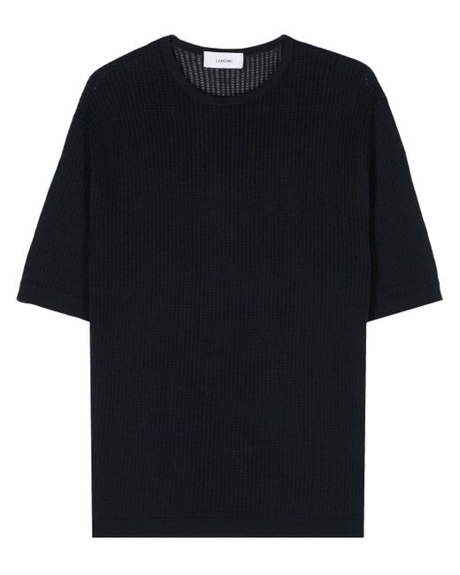 Lardini Black Open Knit T-Shirt for men