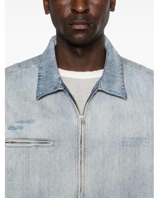 MM6 by Maison Margiela Blue Denim Jacket With Number Motif for men