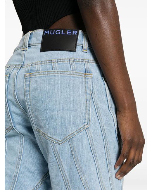 Jeans Con Dettaglio Cuciture di Mugler in Blue