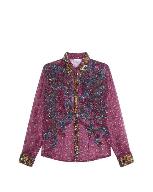 Dries Van Noten Purple Embroidered Shirt