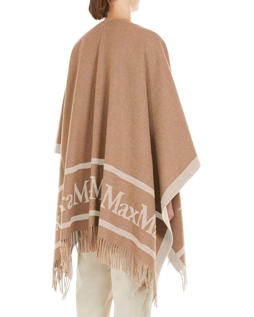 Max Mara Natural Fringed Poncho