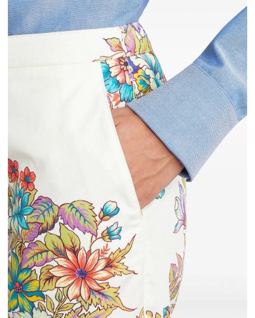 Etro Blue Flared Floral Trousers