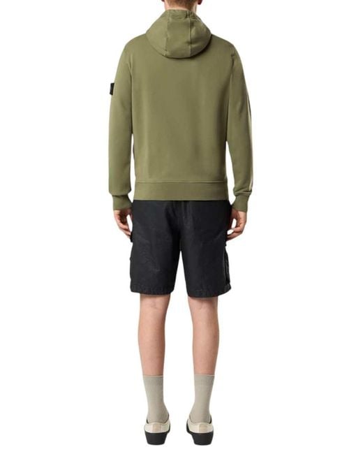 Stone Island Green Logo-Patch Hoodie for men