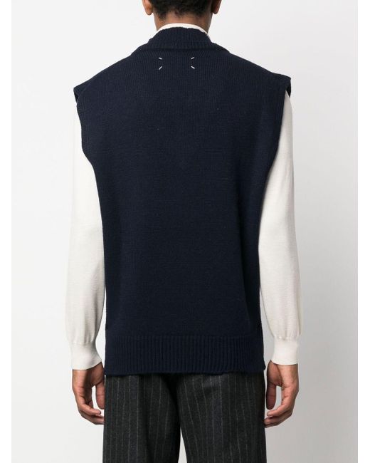 Maison Margiela Blue V-Neck Vest for men