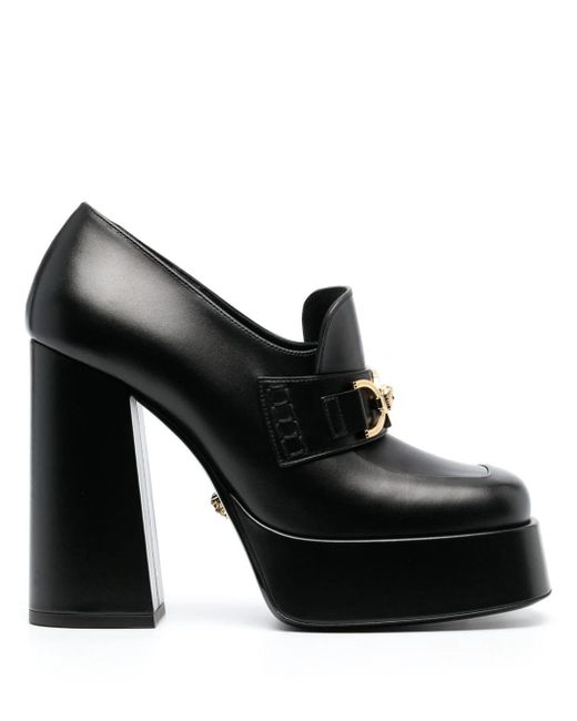 Versace Black Medusa Aevitas Leather Platform Loafers