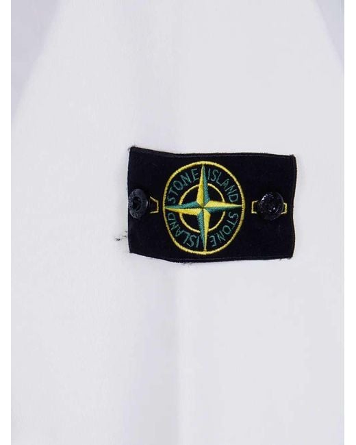 Stone Island White Raglan-Sleeve Sweatshirt for men