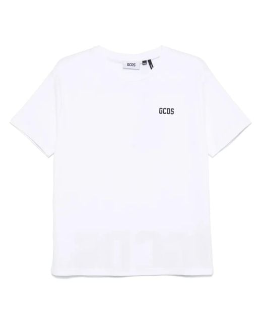Gcds White Low Band Logo T-Shirt for men