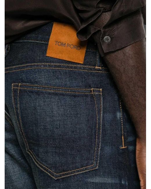 Tom Ford Blue Jeans With Belt Loops And Logo Patch for men