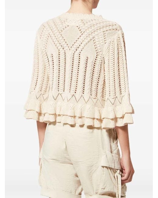 Isabel Marant Natural Marant Etoile Frilly Cotton Sweater With Ruffles Detail