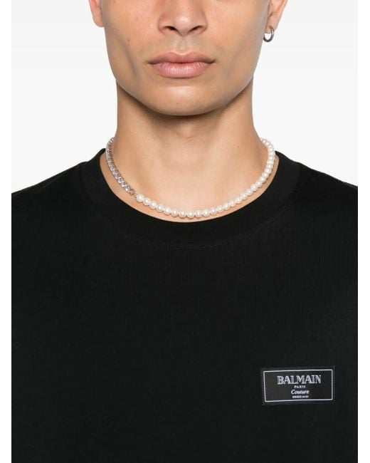 T-Shirt Con Logo-Uomo di Balmain in Black da Uomo