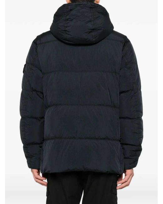 Stone Island Black Quilted Jacket With Compass Patch for men