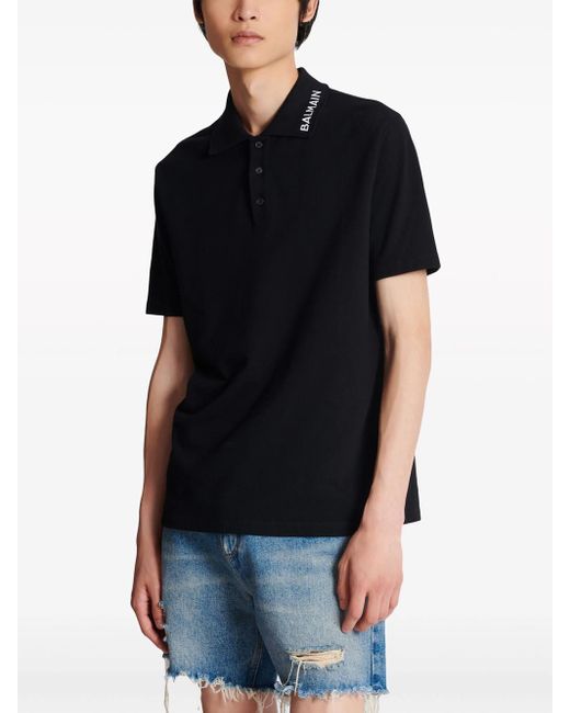 Balmain Black Polo Shirt for men