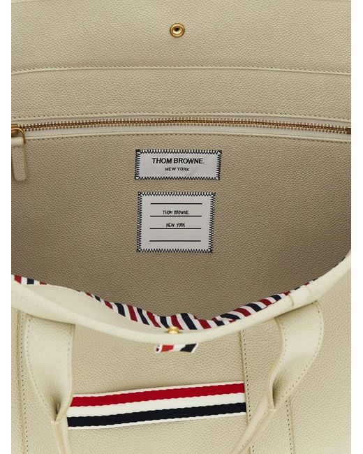 Thom Browne White Medium Tool Bag With Perforated Hector