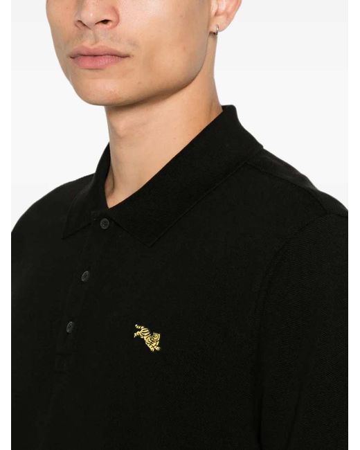 KENZO Black Tiger-Patch Polo Shirt for men