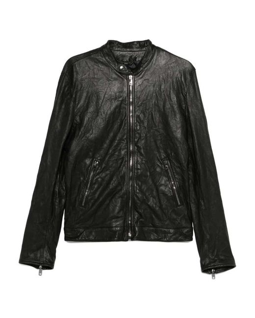 Dolce & Gabbana Black Lambskin Zip-Up Jacket for men