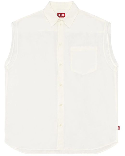 DIESEL White S-simens Sleeveless Shirt for men