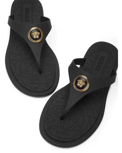 Versace Black Alia Flat Sandals
