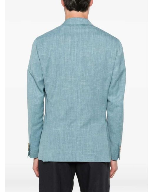 Lardini Blue Double-Breasted Wool Blazer for men