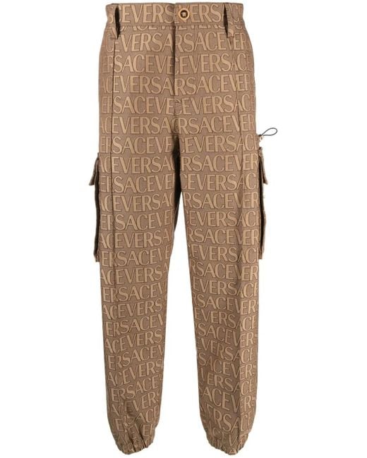 Versace Natural Allover Cargo Pants for men