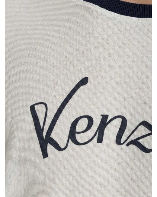 KENZO White College-Style Cotton T-Shirt for men