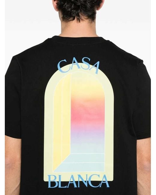 Casablanca Black 'Arche Print" Classic T-Shirt for men