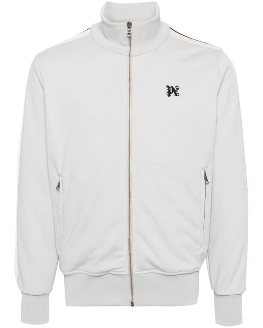 Palm Angels White Track Jacket With Monogram for men