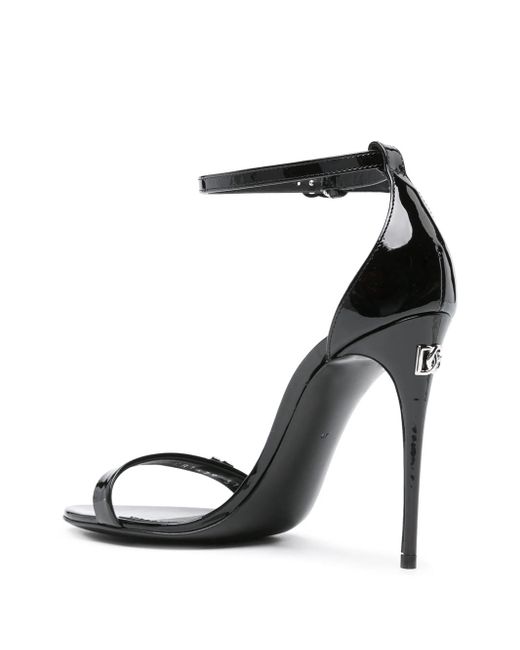 Dolce & Gabbana Black Sandals With Logo Plaque