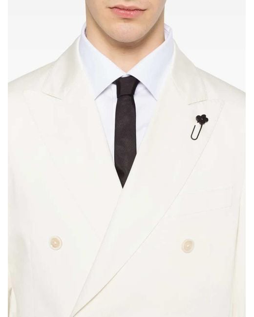 Lardini White Double-Breasted Suit for men