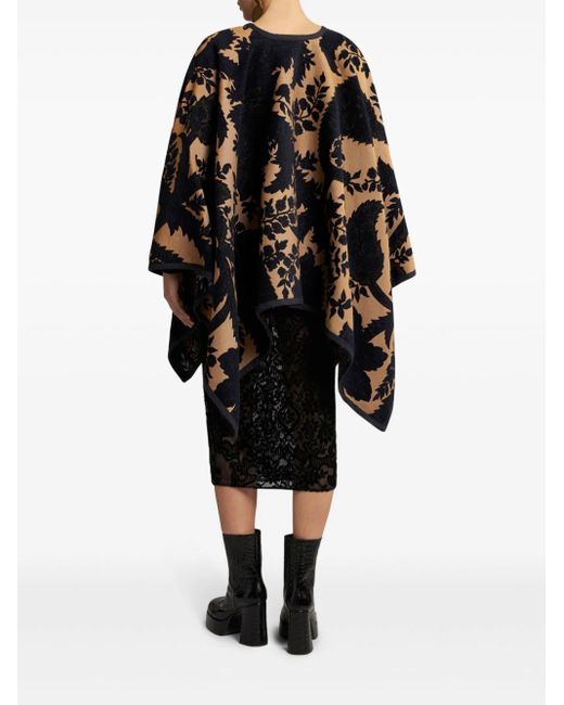 Etro Black Reversible Cape With Paisley Print