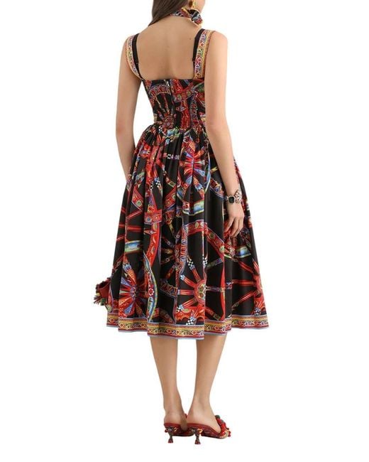 Dolce & Gabbana White Dolce & Gabbana Carretto-Print Poplin Maxi Dress