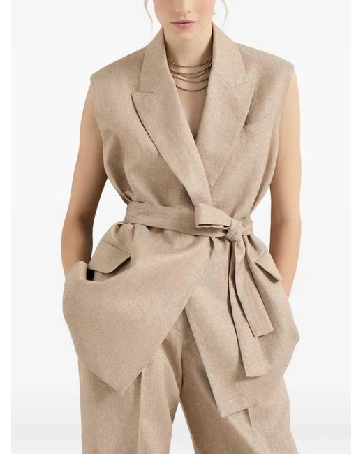 Brunello Cucinelli Natural Belted Jacket