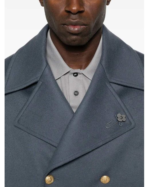 Lardini Blue Double-Breasted Coat for men