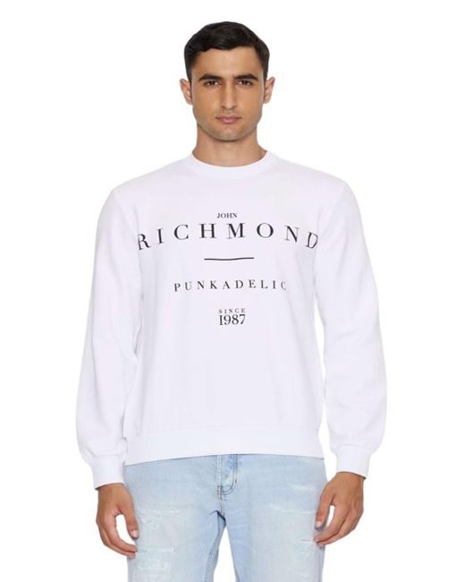 John Richmond Blue Sweatshirt With Graphics On The Front for men