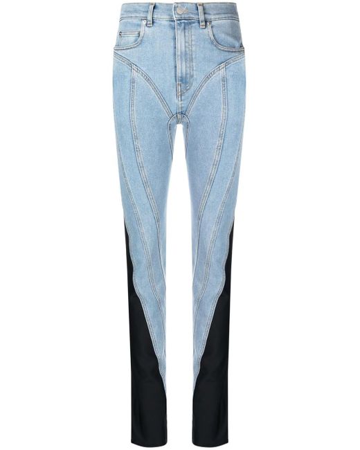 Mugler Blue Mid-Rise Skinny Jeans