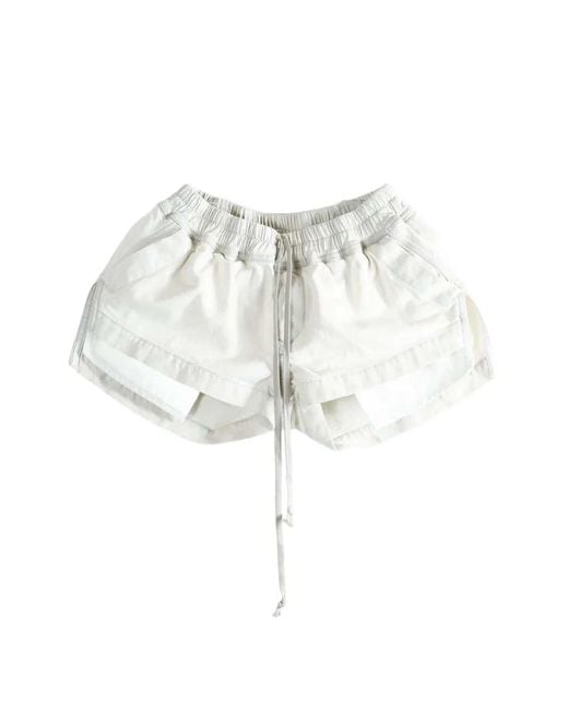 Rick Owens White Mist-Colored Drawstring Shorts