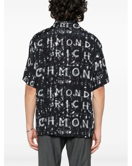 John Richmond Black Shirt With All Over Print for men
