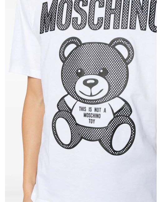 Moschino White T-Shirt With Teddy Bear Print for men