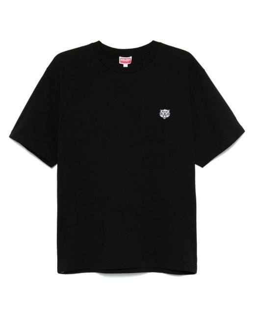 T-Shirt Ricamata "Lucky Tiger" di KENZO in Black da Uomo