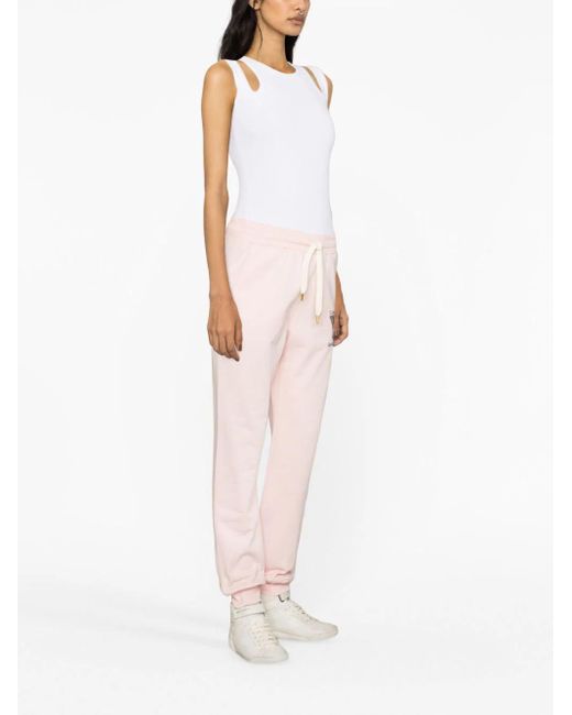 Casablancabrand Pink Tennis Club Sports Trousers With Embroidery