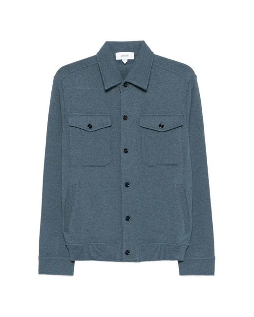 Lardini Blue Cotton Jacket With Buttoned Pockets for men