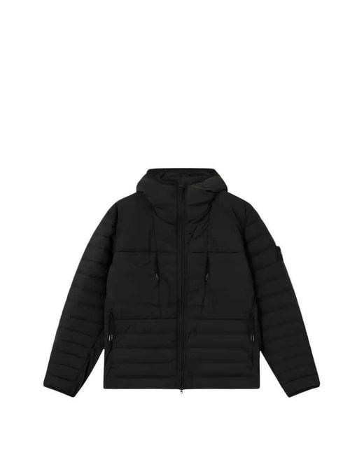 Stone Island Black Padded Hooded Jacket for men